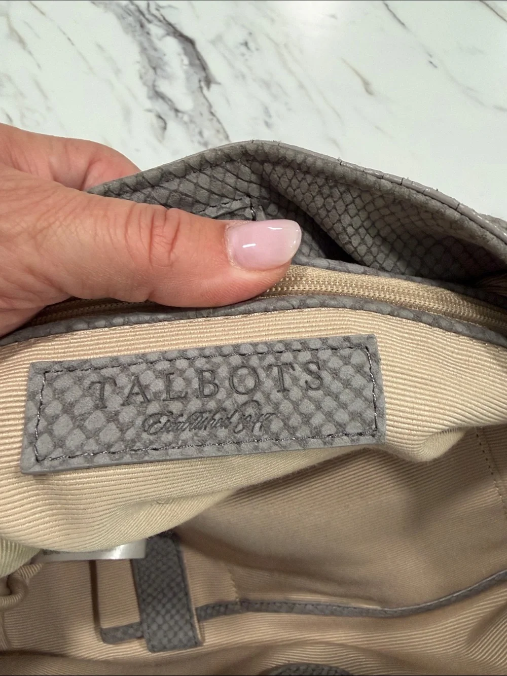 Talbots Gray Taupe Textured Hobo Shoulder Bag